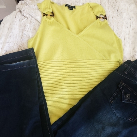 August Silk sleeveless knit cotton style top Mustard/ochre color Siz… - Picture 6 of 11